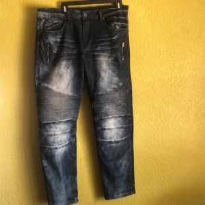 Blue distressed Versace denim